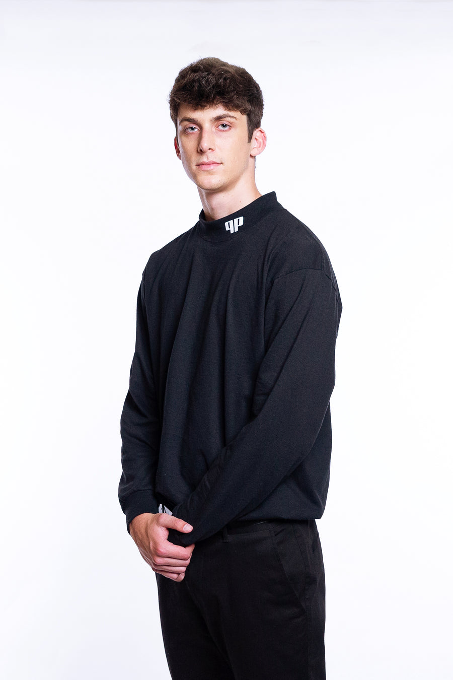 Sueded Cotton Jersey Logo Mockneck